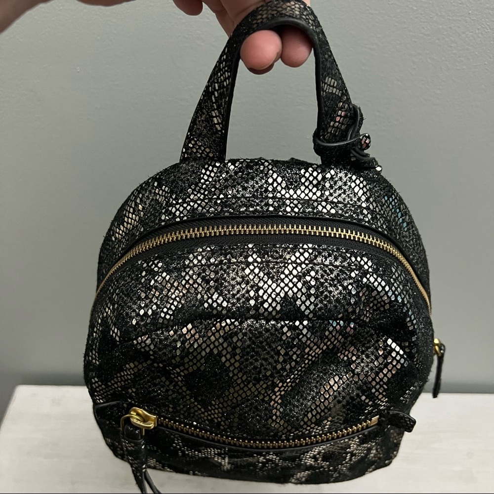 Fossil Megan Leather Metallic Snakeskin Mini Backpack - Picture 6 of 16